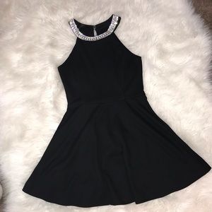 •SOLD• Little Black Dress with Rhinestone High Neck